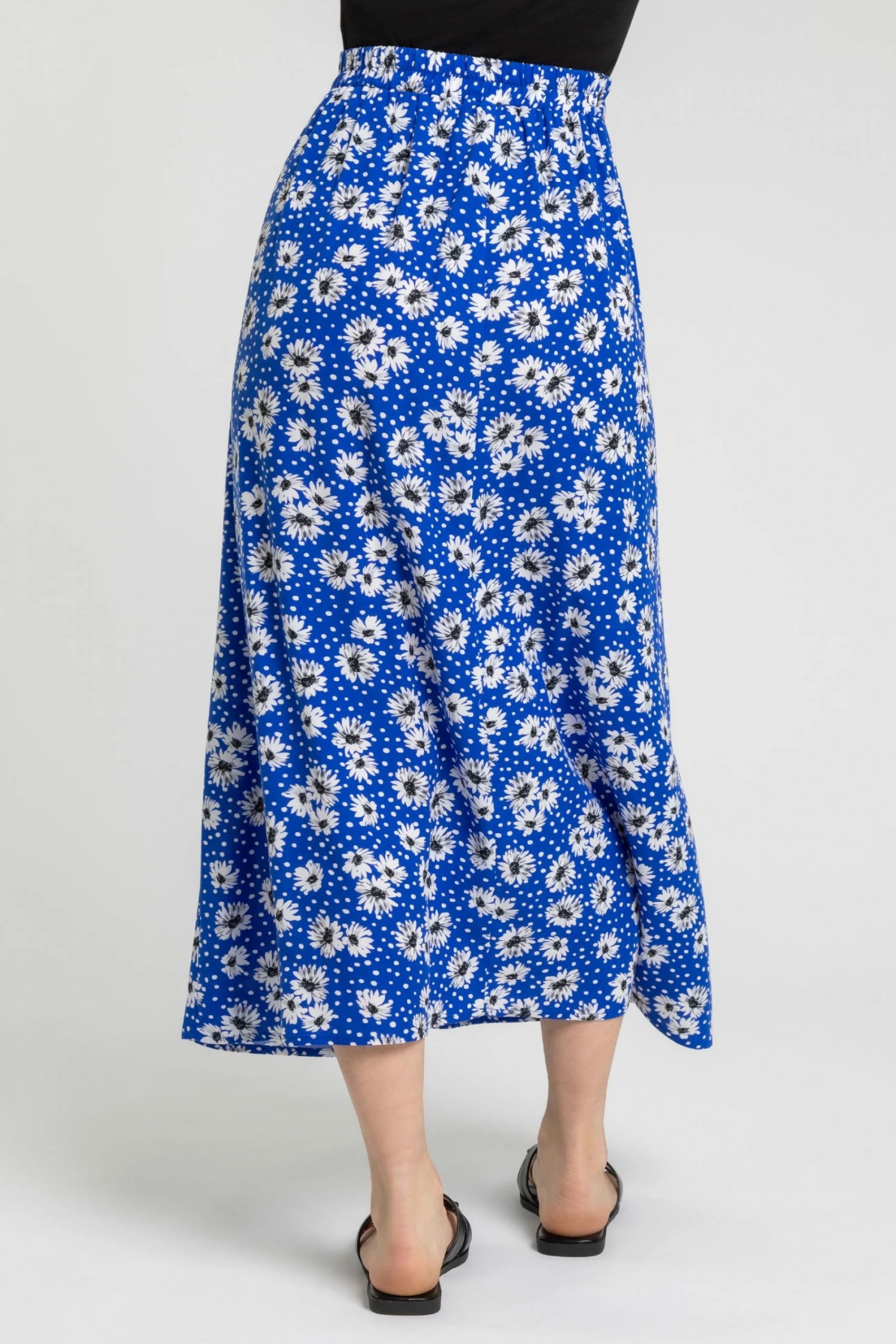 Roman Blue Petite Floral Print A-Line Skirt 4 Roman Blue Petite Floral Print A-Line Skirt - Image 2