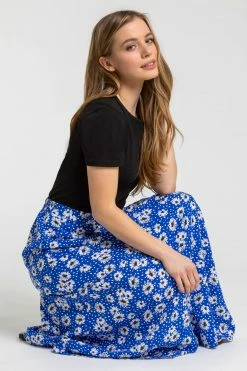 Roman Blue Petite Floral Print A-Line Skirt 12 Roman Blue Petite Floral Print A-Line Skirt -Roman Sales Shop unnamed file 10972