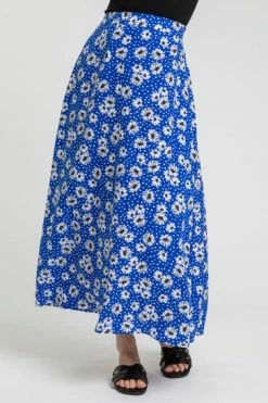 Roman Blue Petite Floral Print A-Line Skirt 13 Roman Blue Petite Floral Print A-Line Skirt -Roman Sales Shop unnamed file 10973