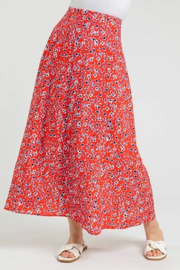 Roman Blue Petite Floral Print A-Line Skirt 9 Roman Blue Petite Floral Print A-Line Skirt - Image 7