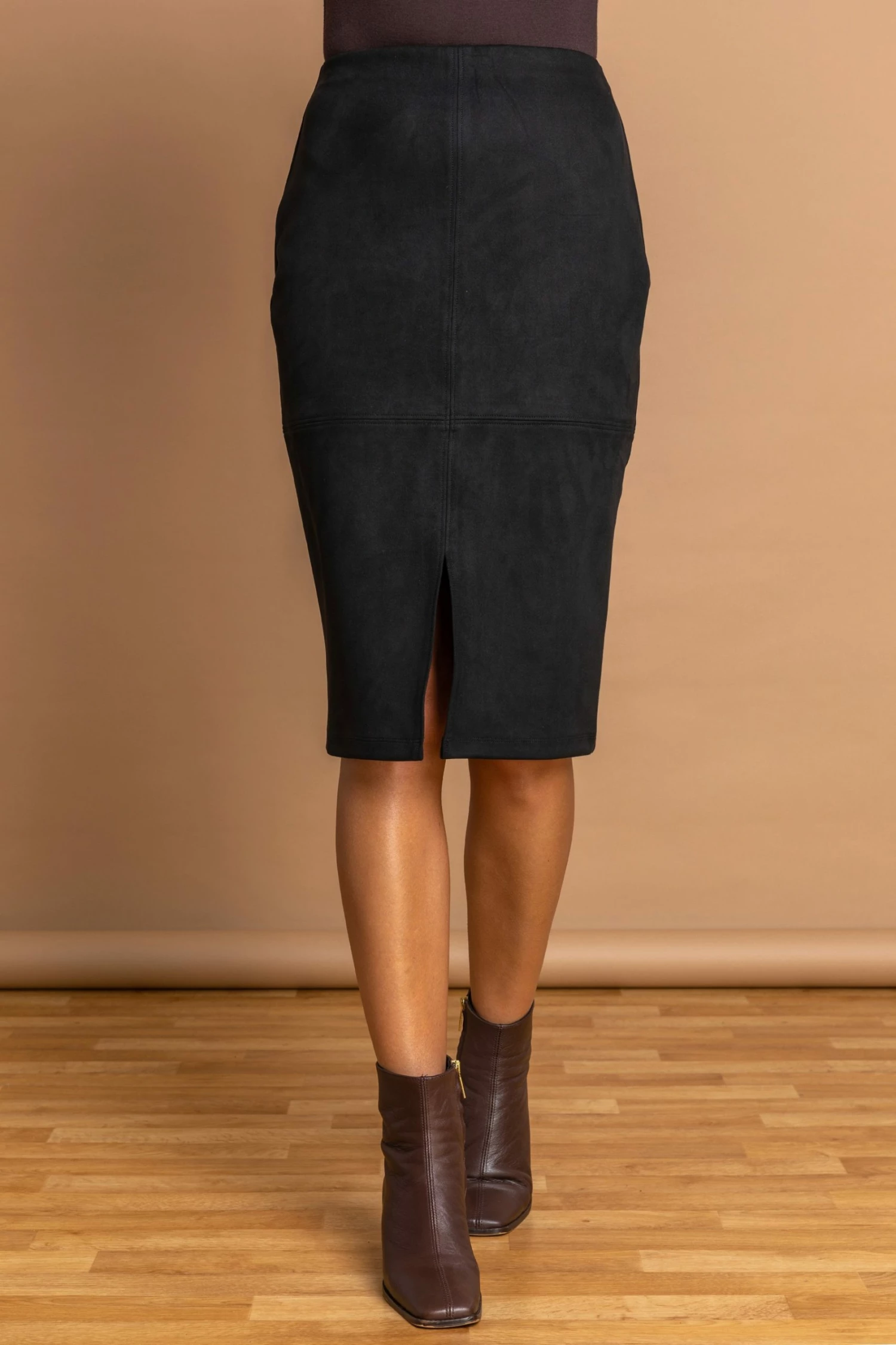 Roman Black Suedette Stretch Pencil Skirt 4 Roman Black Suedette Stretch Pencil Skirt - Image 2