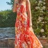 Roman Orange Floral Print Dipped Hem Midi Dress 1 Roman Orange Floral Print Dipped Hem Midi Dress -Roman Sales Shop unnamed file 1098