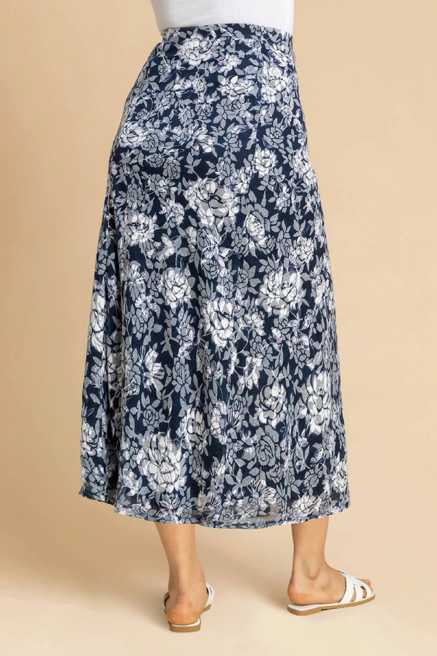 Roman Blue Floral Burnout Buttoned Midi Skirt 4 Roman Blue Floral Burnout Buttoned Midi Skirt - Image 2