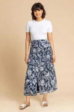 Roman Blue Floral Burnout Buttoned Midi Skirt 9 Roman Blue Floral Burnout Buttoned Midi Skirt -Roman Sales Shop unnamed file 10983