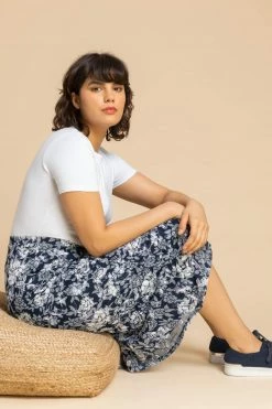 Roman Blue Floral Burnout Buttoned Midi Skirt 10 Roman Blue Floral Burnout Buttoned Midi Skirt -Roman Sales Shop unnamed file 10984