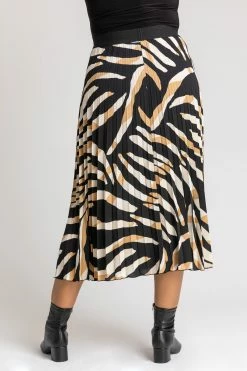 Roman Brown Curve Animal Print Pleated Midi Skirt 9 Roman Brown Curve Animal Print Pleated Midi Skirt -Roman Sales Shop unnamed file 10998