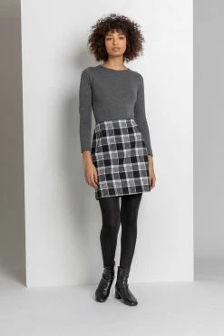 Roman Black Check Print Zip Pocket Skirt 8 Roman Black Check Print Zip Pocket Skirt -Roman Sales Shop unnamed file 11012