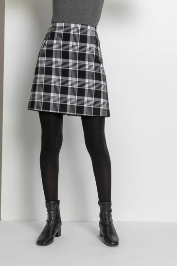 Roman Black Check Print Zip Pocket Skirt 6 Roman Black Check Print Zip Pocket Skirt - Image 4