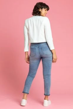 Roman White Cropped High Collar Crepe Jacket 8 Roman White Cropped High Collar Crepe Jacket -Roman Sales Shop unnamed file 11034