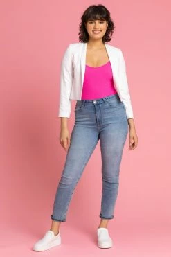 Roman White Cropped High Collar Crepe Jacket 9 Roman White Cropped High Collar Crepe Jacket -Roman Sales Shop unnamed file 11035