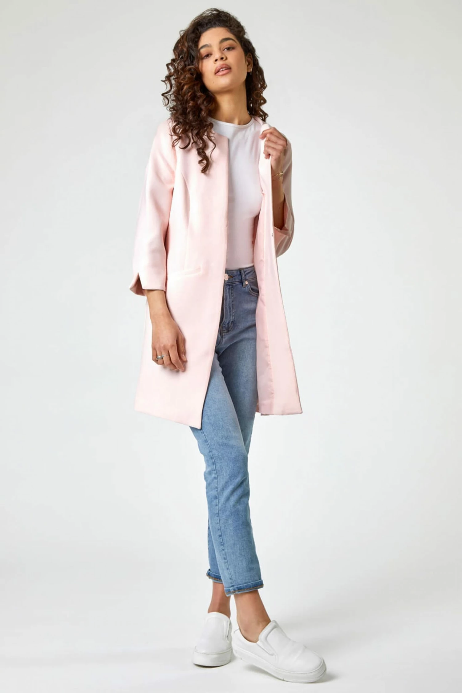 Roman Pink Textured Longline Jacket 4 Roman Pink Textured Longline Jacket - Image 2
