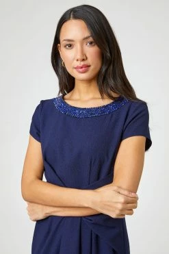 Roman Blue Embellished Twist Waist Midi Dress -Roman Sales Shop unnamed file 1104