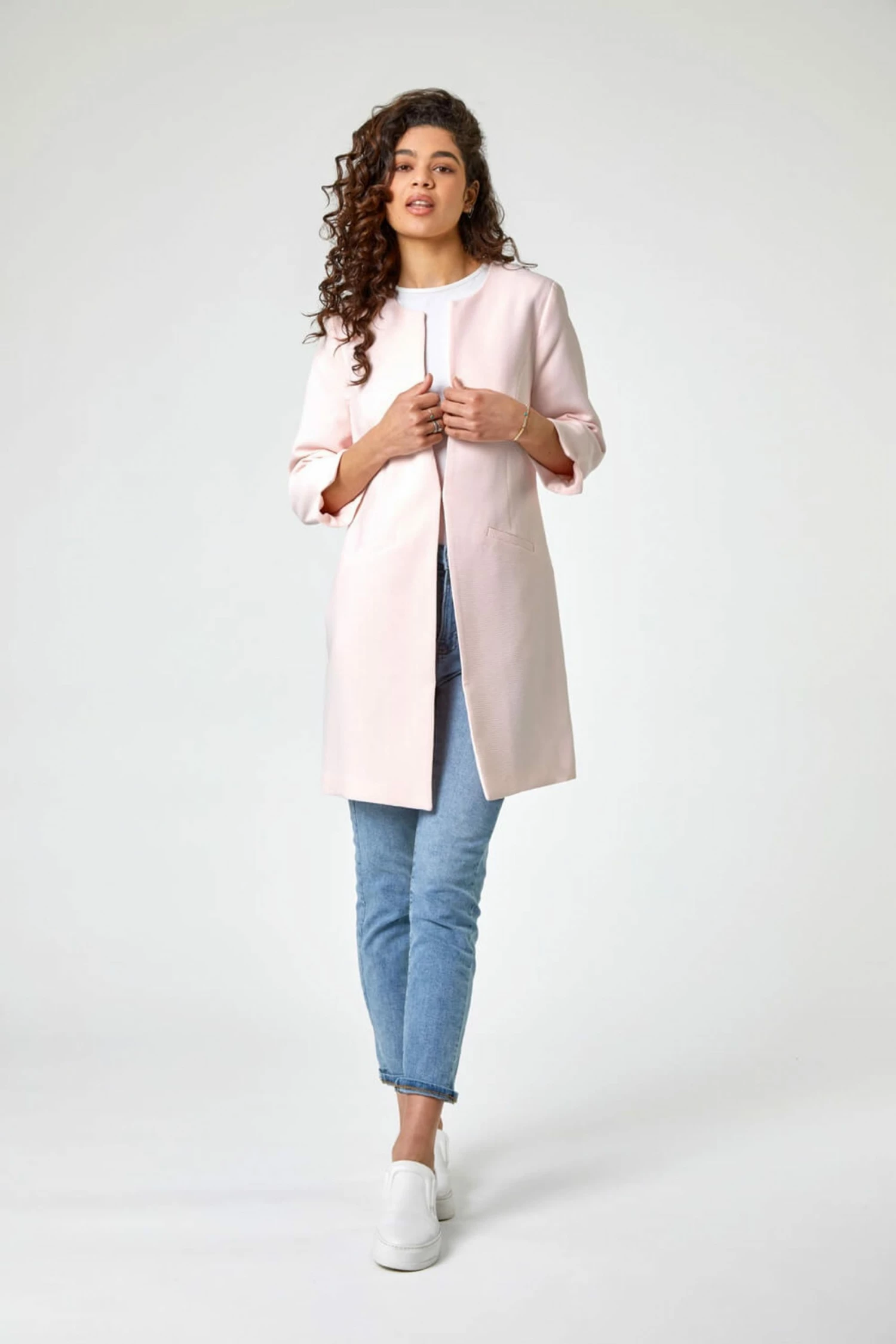 Roman Pink Textured Longline Jacket 5 Roman Pink Textured Longline Jacket - Image 3