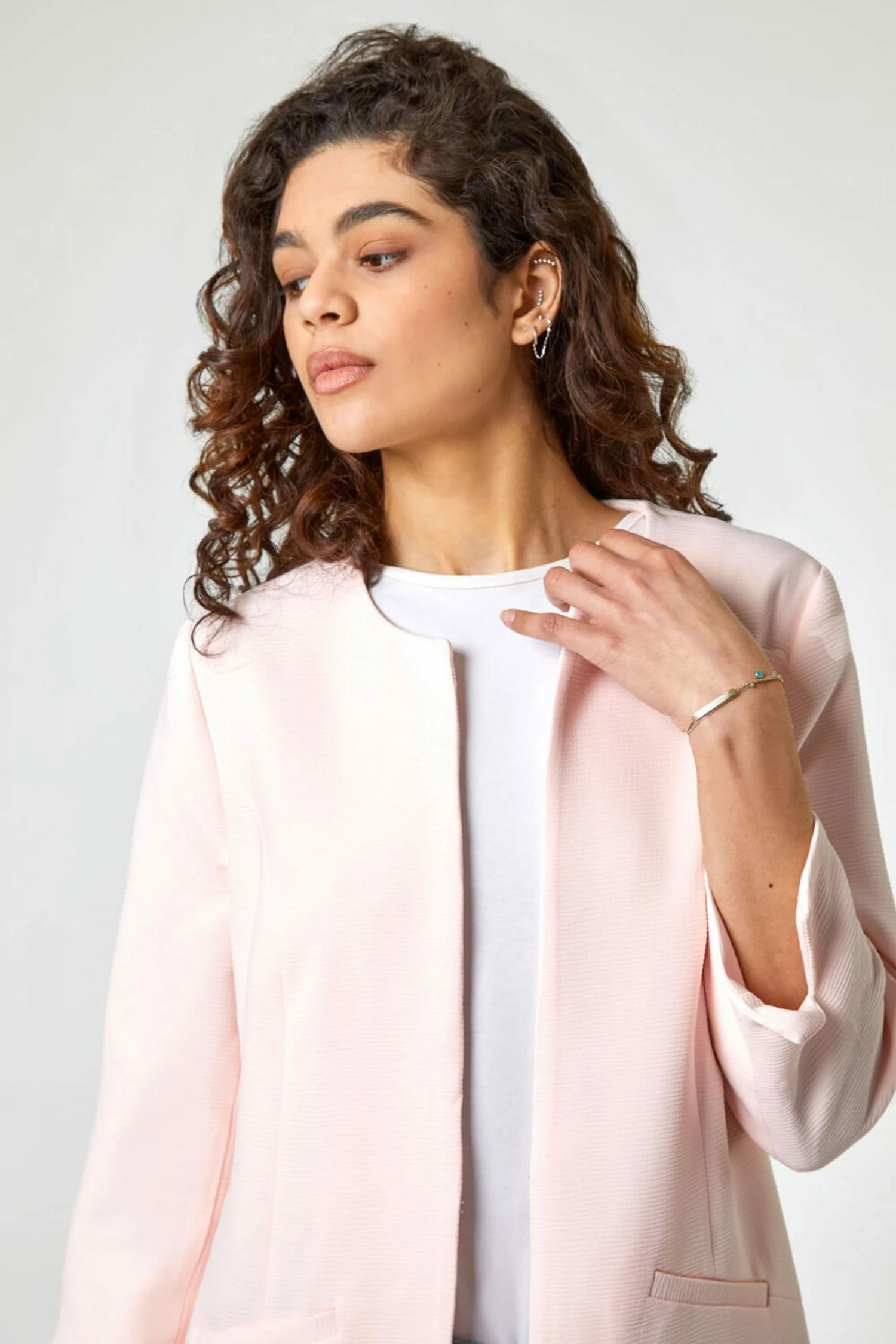 Roman Pink Textured Longline Jacket 7 Roman Pink Textured Longline Jacket - Image 5