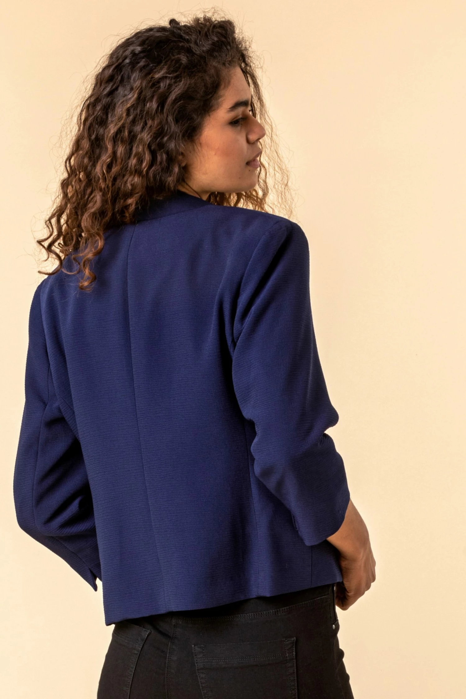 Roman Navy Textured Notch Neck Jacket 4 Roman Navy Textured Notch Neck Jacket - Image 2
