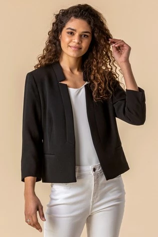 Roman Navy Textured Notch Neck Jacket 8 Roman Navy Textured Notch Neck Jacket - Image 6
