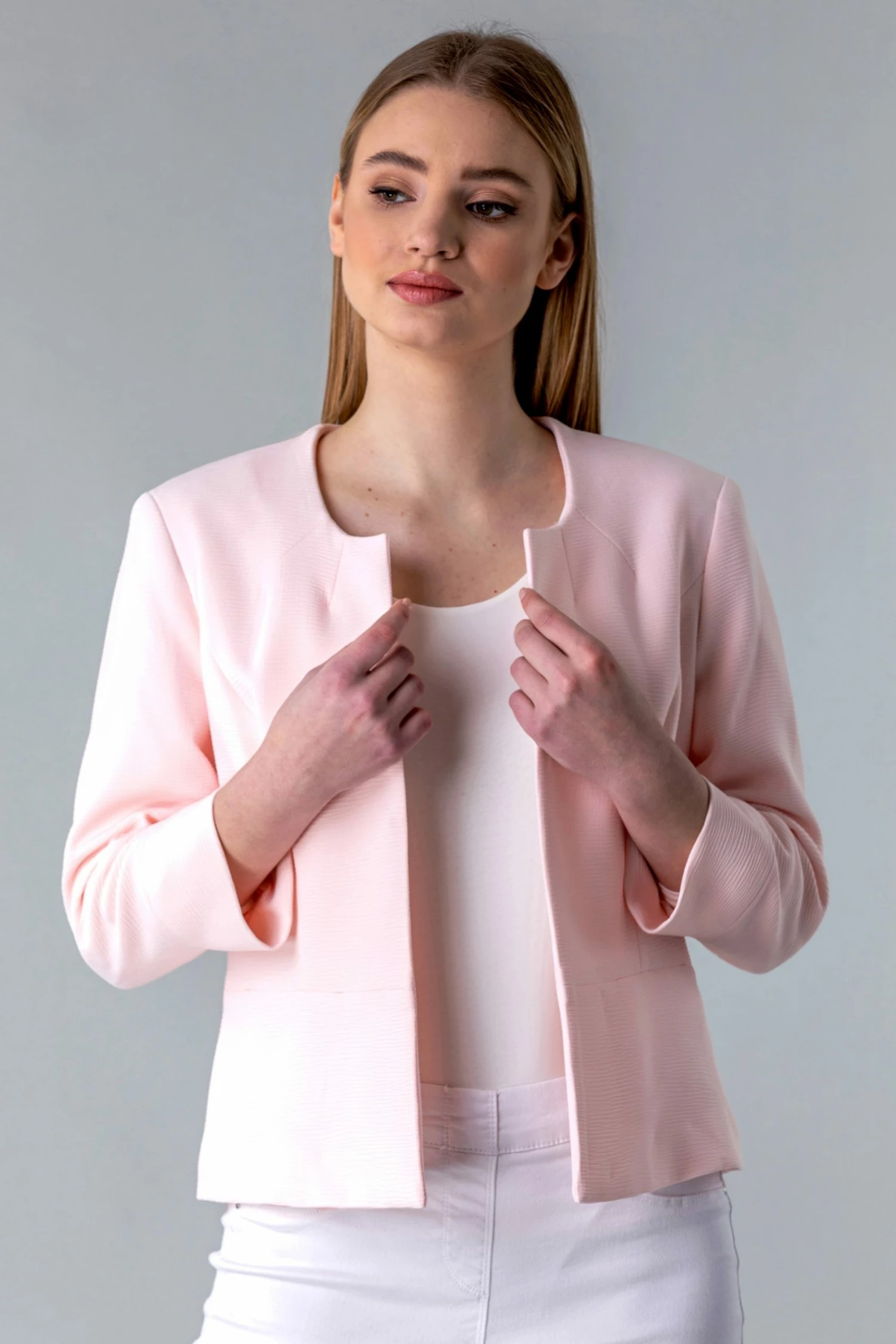 Roman Pink Textured Cropped Jacket 5 Roman Pink Textured Cropped Jacket - Image 3