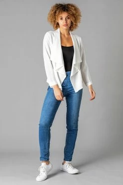 Roman White Waterfall 3/4 Sleeve Jacket 9 Roman White Waterfall 3/4 Sleeve Jacket -Roman Sales Shop unnamed file 11087