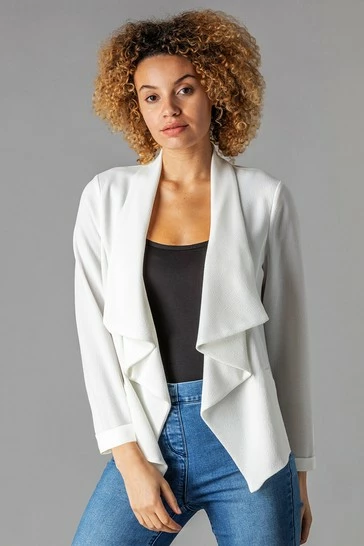 Roman White Waterfall 3/4 Sleeve Jacket 7 Roman White Waterfall 3/4 Sleeve Jacket - Image 5