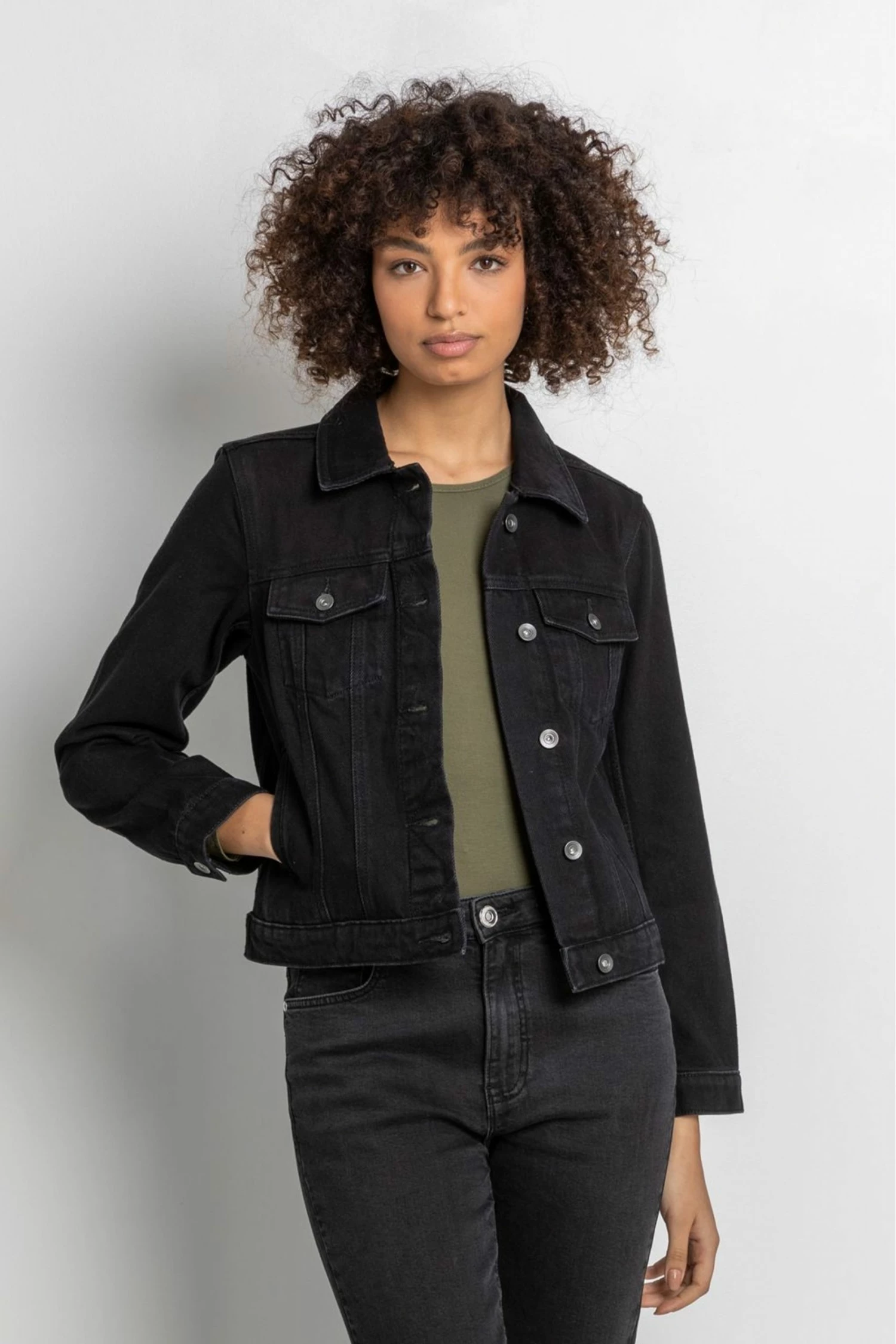 Roman Black Classic Washed Denim Jacket 3 Roman Black Classic Washed Denim Jacket