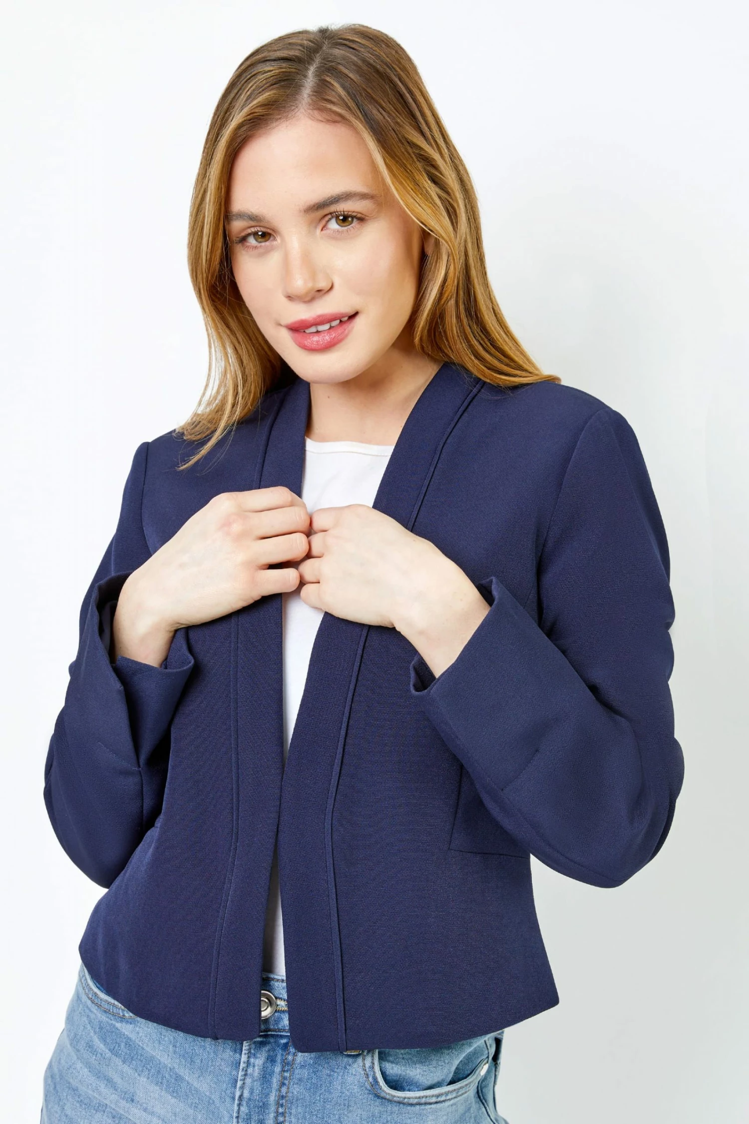 Roman Blue Petite Tailored Cropped Jacket 3 Roman Blue Petite Tailored Cropped Jacket