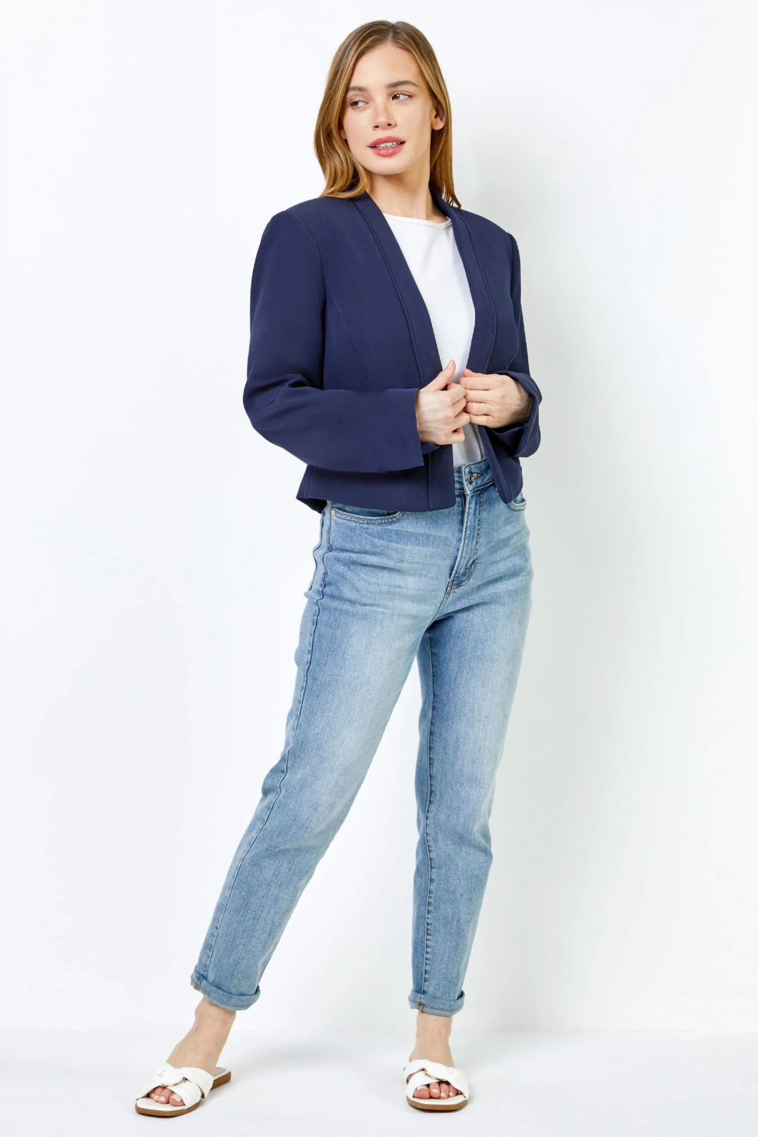 Roman Blue Petite Tailored Cropped Jacket 4 Roman Blue Petite Tailored Cropped Jacket - Image 2