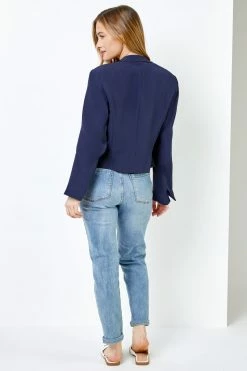 Roman Blue Petite Tailored Cropped Jacket 10 Roman Blue Petite Tailored Cropped Jacket -Roman Sales Shop unnamed file 11123