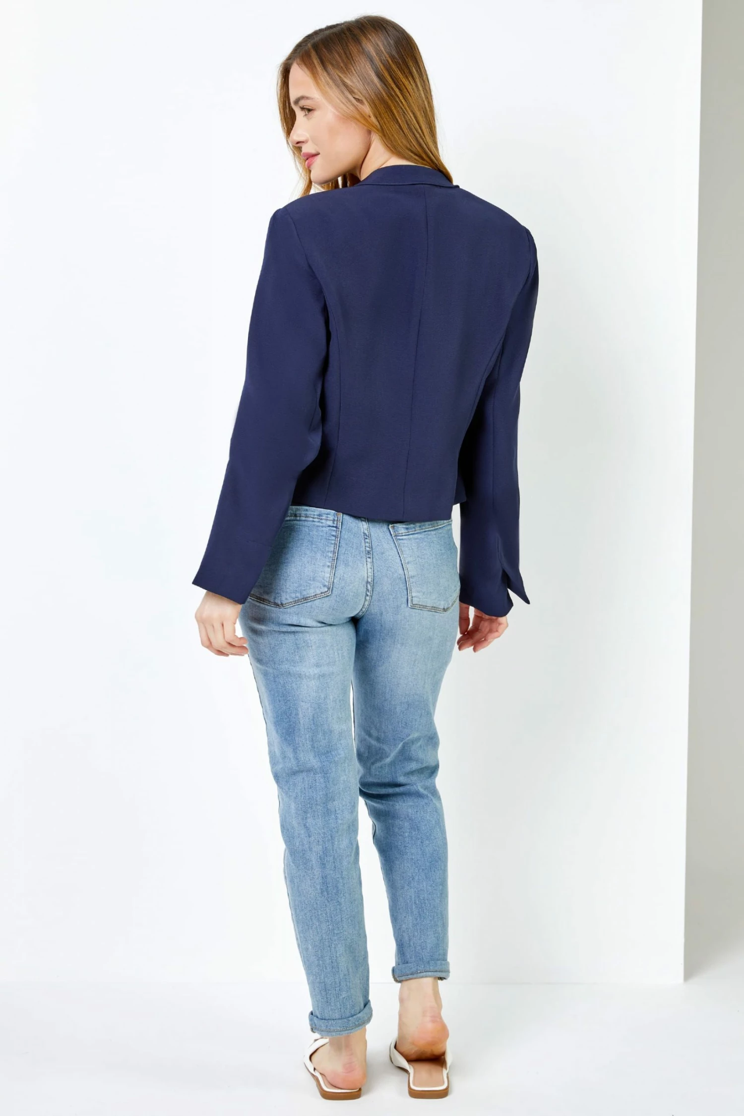 Roman Blue Petite Tailored Cropped Jacket 5 Roman Blue Petite Tailored Cropped Jacket - Image 3