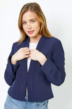 Roman Blue Petite Tailored Cropped Jacket 12 Roman Blue Petite Tailored Cropped Jacket -Roman Sales Shop unnamed file 11125