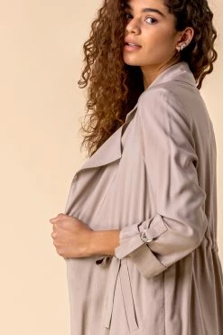 Roman Brown Tie Waist Longline Jacket 14 Roman Brown Tie Waist Longline Jacket -Roman Sales Shop unnamed file 11130