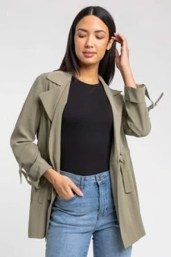 Roman Brown Tie Waist Longline Jacket 18 Roman Brown Tie Waist Longline Jacket -Roman Sales Shop unnamed file 11134