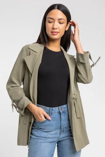 Roman Brown Tie Waist Longline Jacket 10 Roman Brown Tie Waist Longline Jacket - Image 8