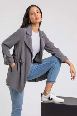 Roman Brown Tie Waist Longline Jacket 19 Roman Brown Tie Waist Longline Jacket -Roman Sales Shop unnamed file 11135