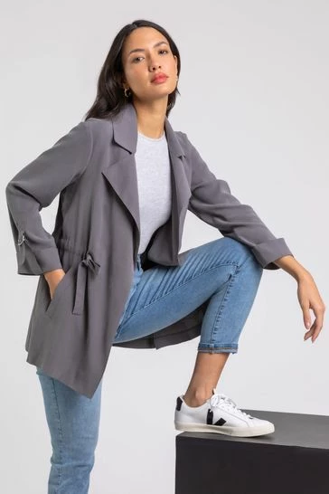 Roman Brown Tie Waist Longline Jacket 11 Roman Brown Tie Waist Longline Jacket - Image 9