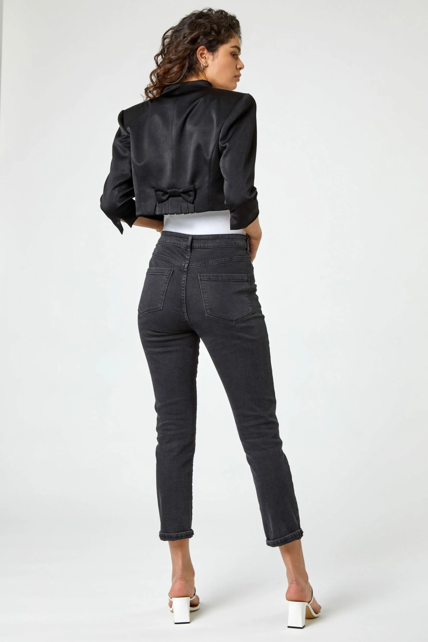 Roman Black Bow Back Cropped Jacket 5 Roman Black Bow Back Cropped Jacket - Image 3