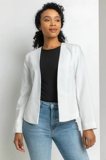 Roman White Petite Button Detail Textured Jacket 7 Roman White Petite Button Detail Textured Jacket - Image 5