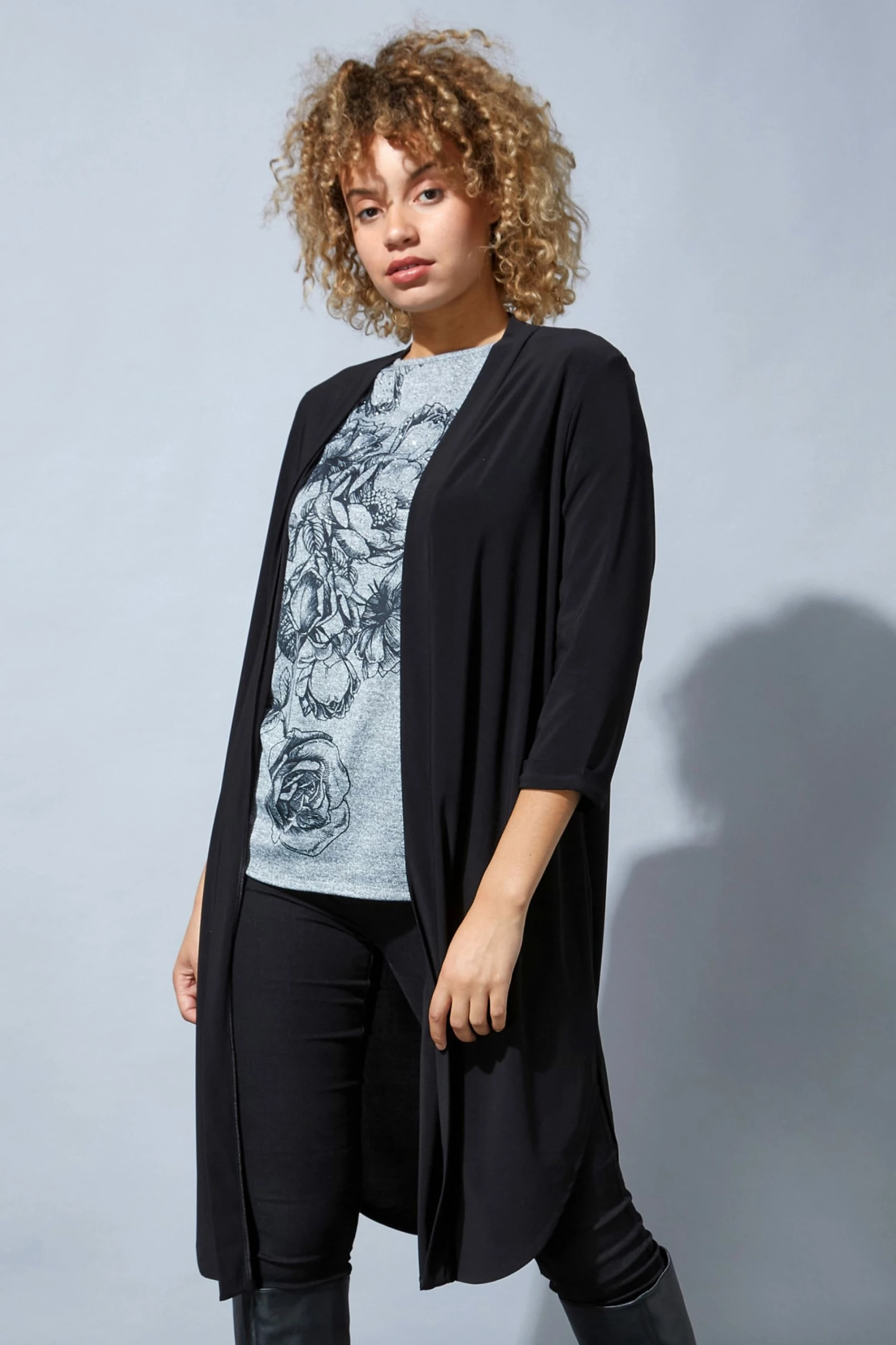 Roman Black Originals Longline Jersey Kimono 3 Roman Black Originals Longline Jersey Kimono