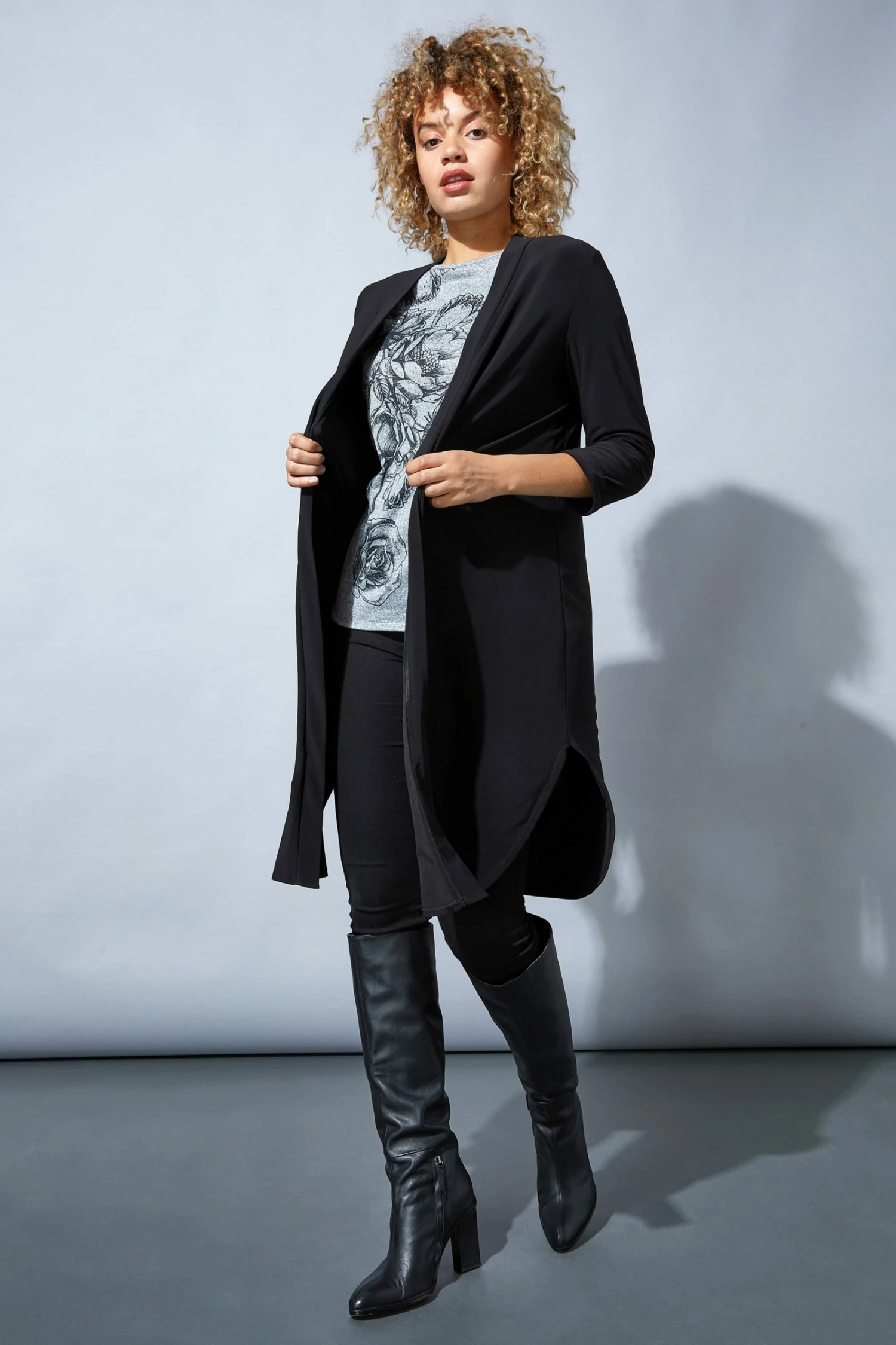 Roman Black Originals Longline Jersey Kimono 4 Roman Black Originals Longline Jersey Kimono - Image 2