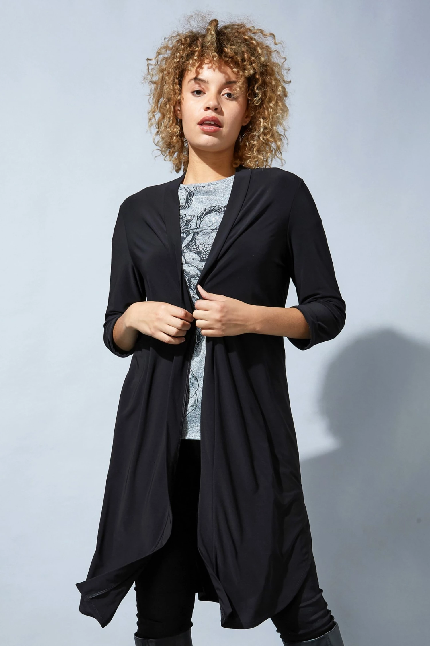 Roman Black Originals Longline Jersey Kimono 6 Roman Black Originals Longline Jersey Kimono - Image 4