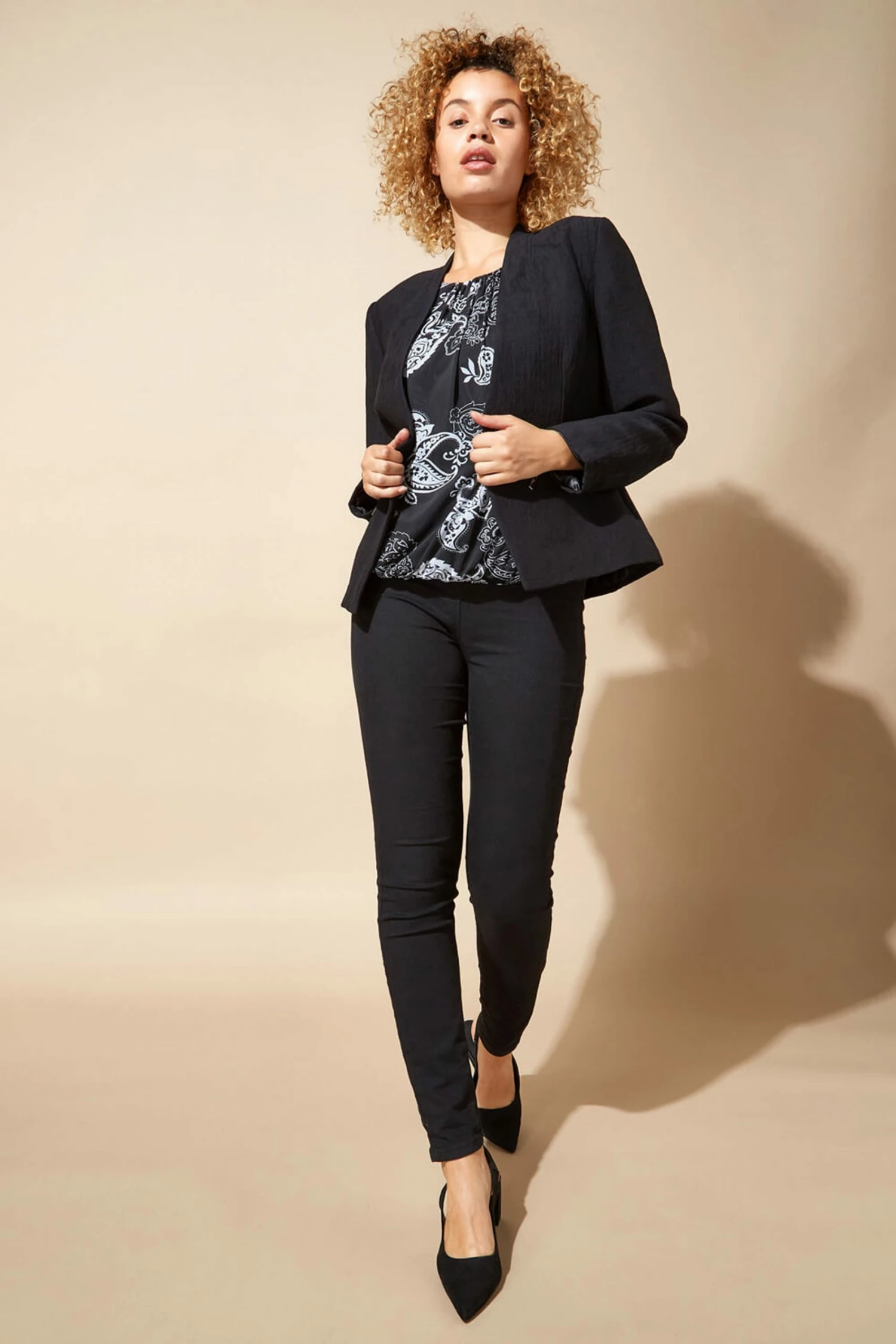 Roman Black Zip Detail Tailored Jacket 4 Roman Black Zip Detail Tailored Jacket - Image 2