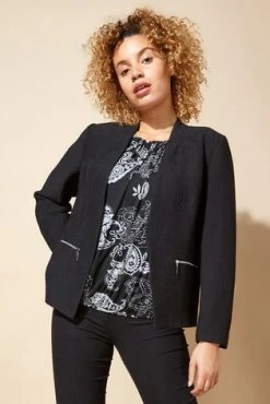 Roman Black Zip Detail Tailored Jacket 11 Roman Black Zip Detail Tailored Jacket -Roman Sales Shop unnamed file 11161