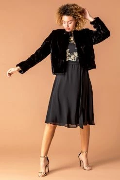 Roman Black Faux Fur Jacket -Roman Sales Shop unnamed file 11164