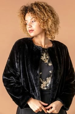 Roman Black Faux Fur Jacket -Roman Sales Shop unnamed file 11165