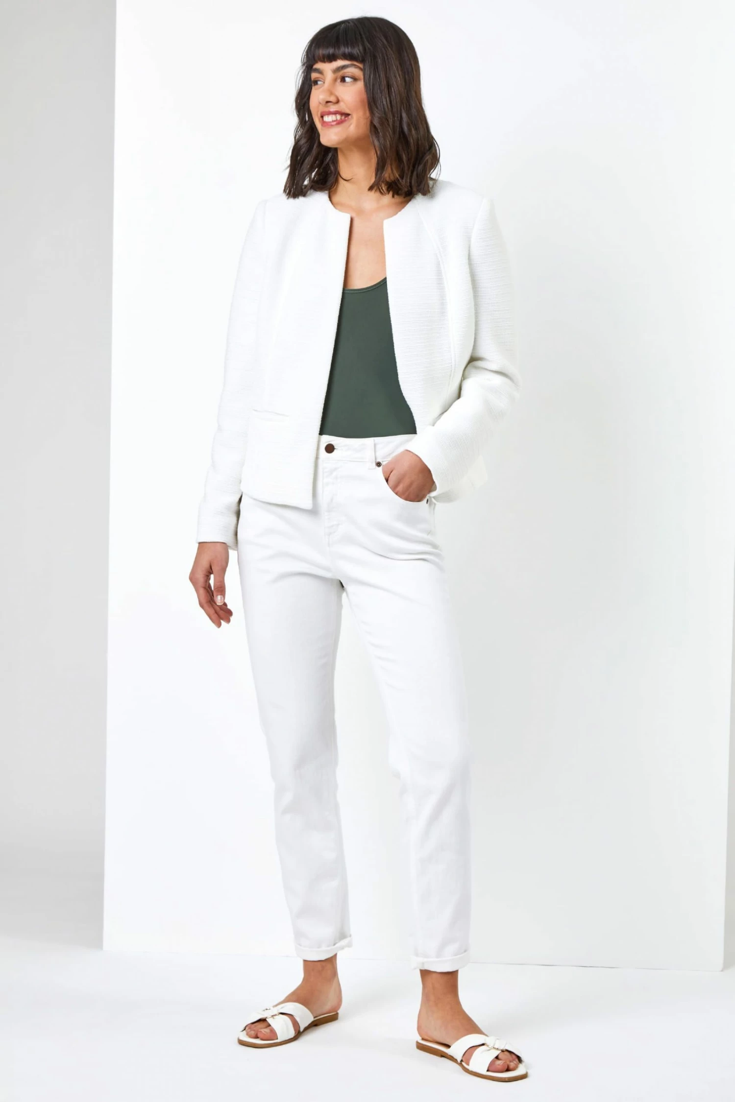 Roman White Textured Pocket Detail Jacket 4 Roman White Textured Pocket Detail Jacket - Image 2