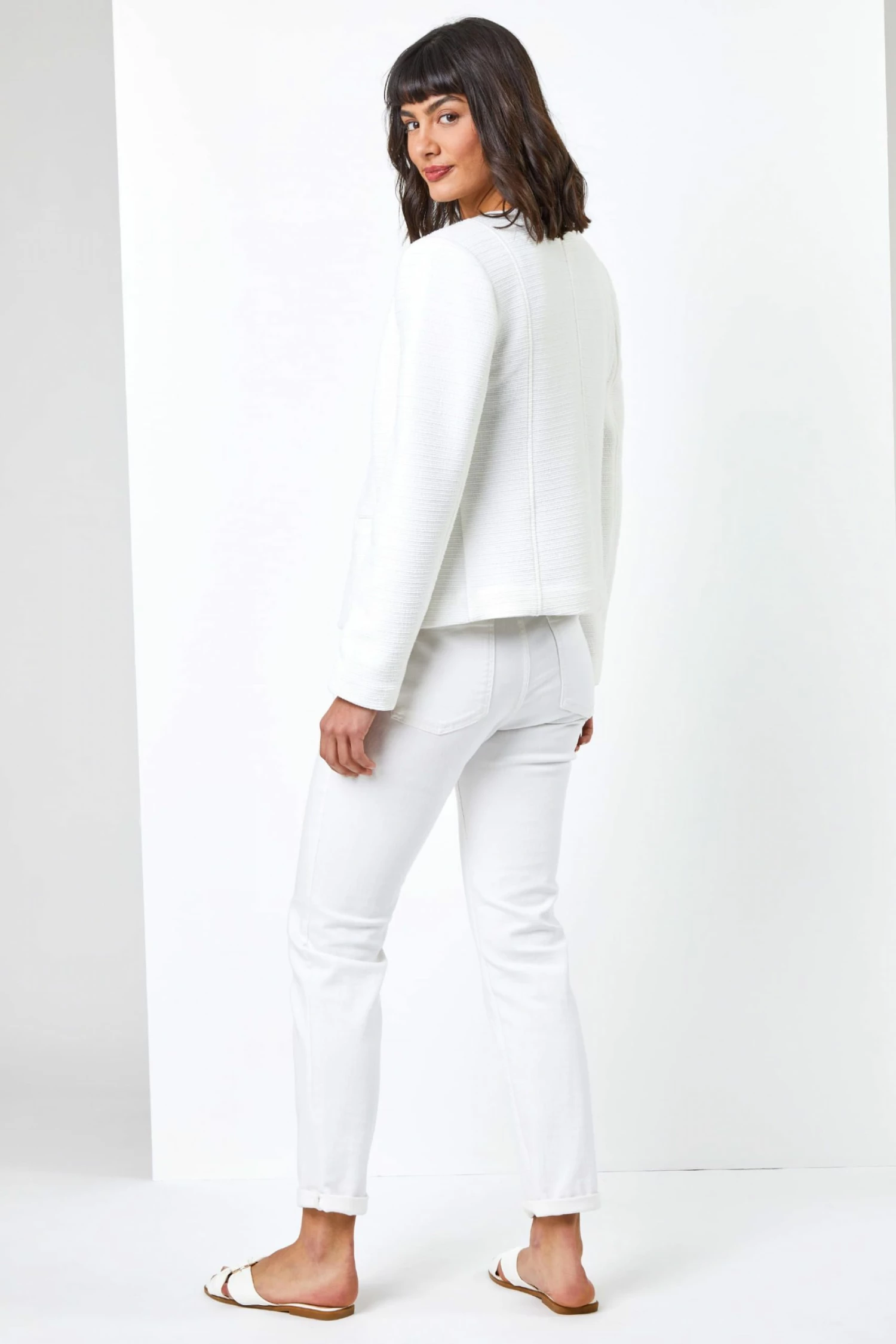 Roman White Textured Pocket Detail Jacket 5 Roman White Textured Pocket Detail Jacket - Image 3