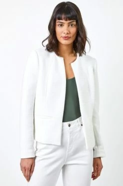 Roman White Textured Pocket Detail Jacket 13 Roman White Textured Pocket Detail Jacket -Roman Sales Shop unnamed file 11172