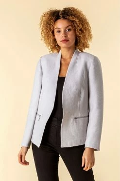 Roman Grey Zip Detail Pleated Jacket