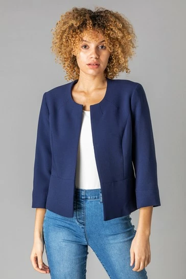 Roman Blue Textured Cropped Jacket 8 Roman Blue Textured Cropped Jacket - Image 6