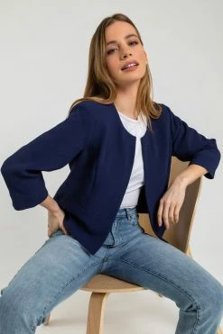 Roman Blue Petite Textured Cropped Jacket 10 Roman Blue Petite Textured Cropped Jacket -Roman Sales Shop unnamed file 11189