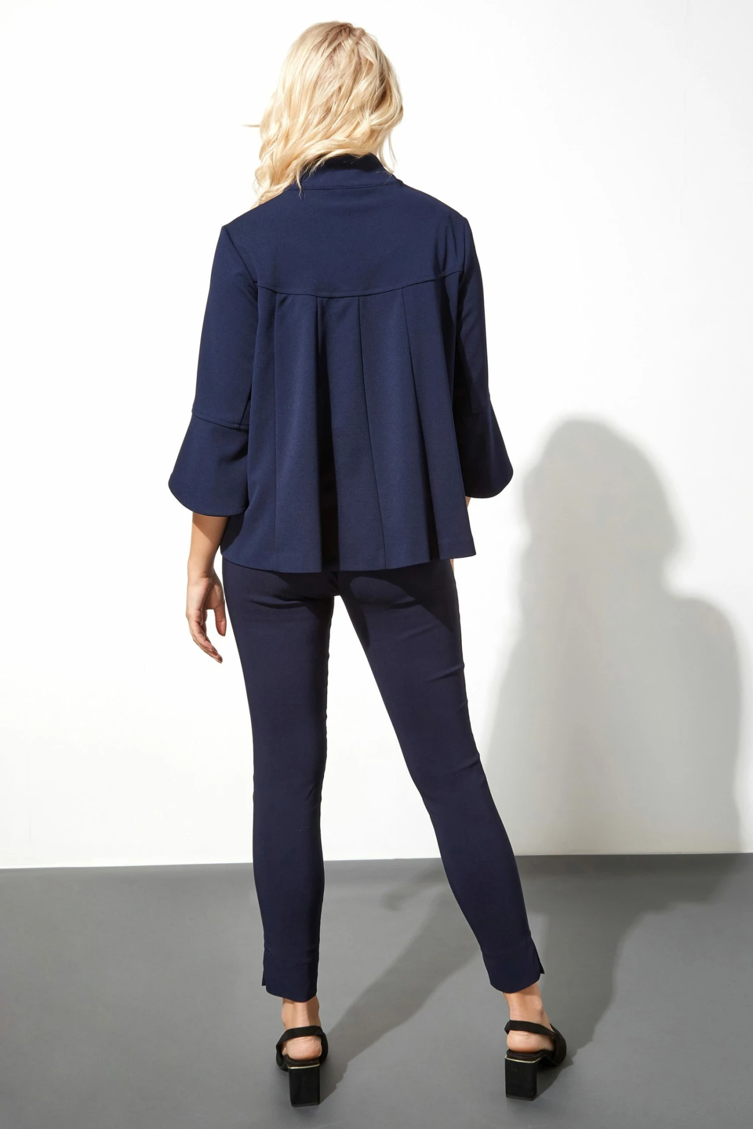 Roman Navy High Neck Button Detail Swing Jacket 5 Roman Navy High Neck Button Detail Swing Jacket - Image 3